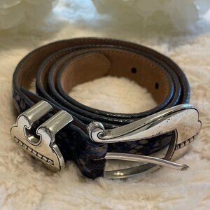 Brighton Aristocat Blue, Grey, and Black Python Embossed Belt